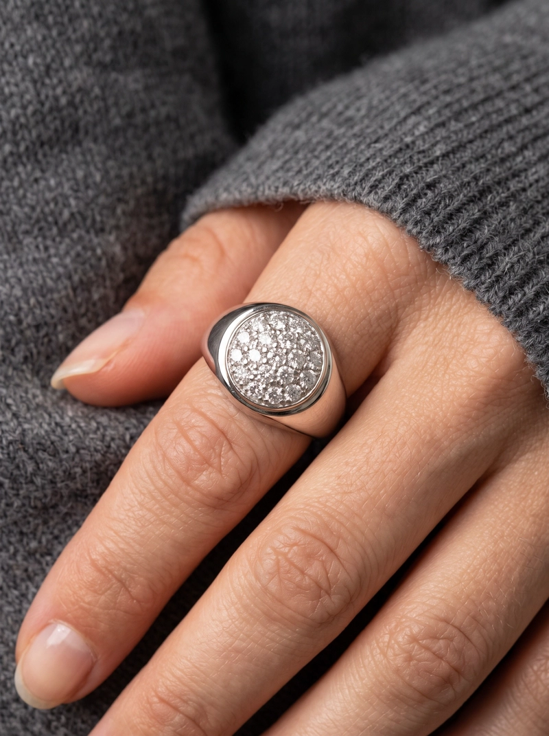 ANILLO DE ORO BLANCO 18 K CON CIRCONES BLANCOS  NUMERO 15 - 3