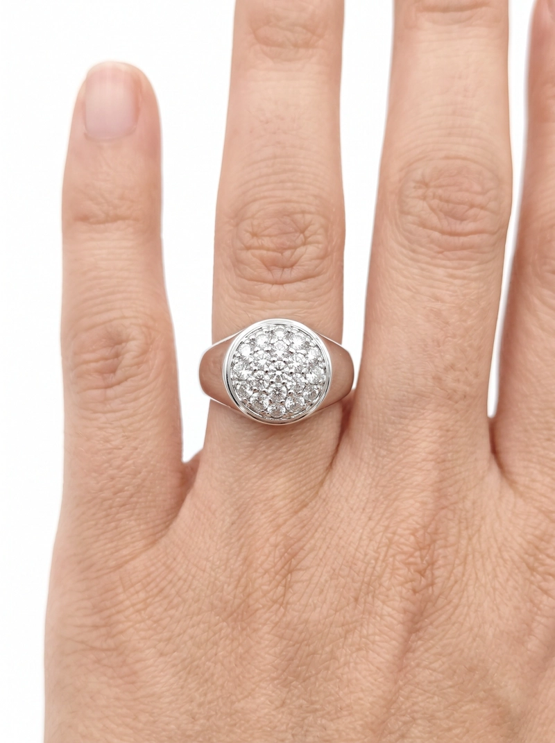 ANILLO DE ORO BLANCO 18 K CON CIRCONES BLANCOS  NUMERO 15 - 4