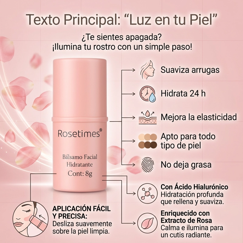 BÁLSAMO COREANO FACIAL HIDRATANTE ANTIARRUGAS 8G ROSETIMES - 4