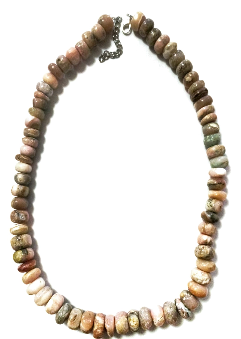 COLLAR DE OPALOS EN BRUTO ROSADO   ARTESANAL    AUSTRALIANO - 1