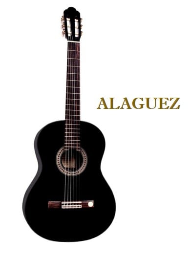 GUITARRA CLASICA EN COLOR EN COLOR NEGRO 39P C/BOLSO ALAGUEZ - 1