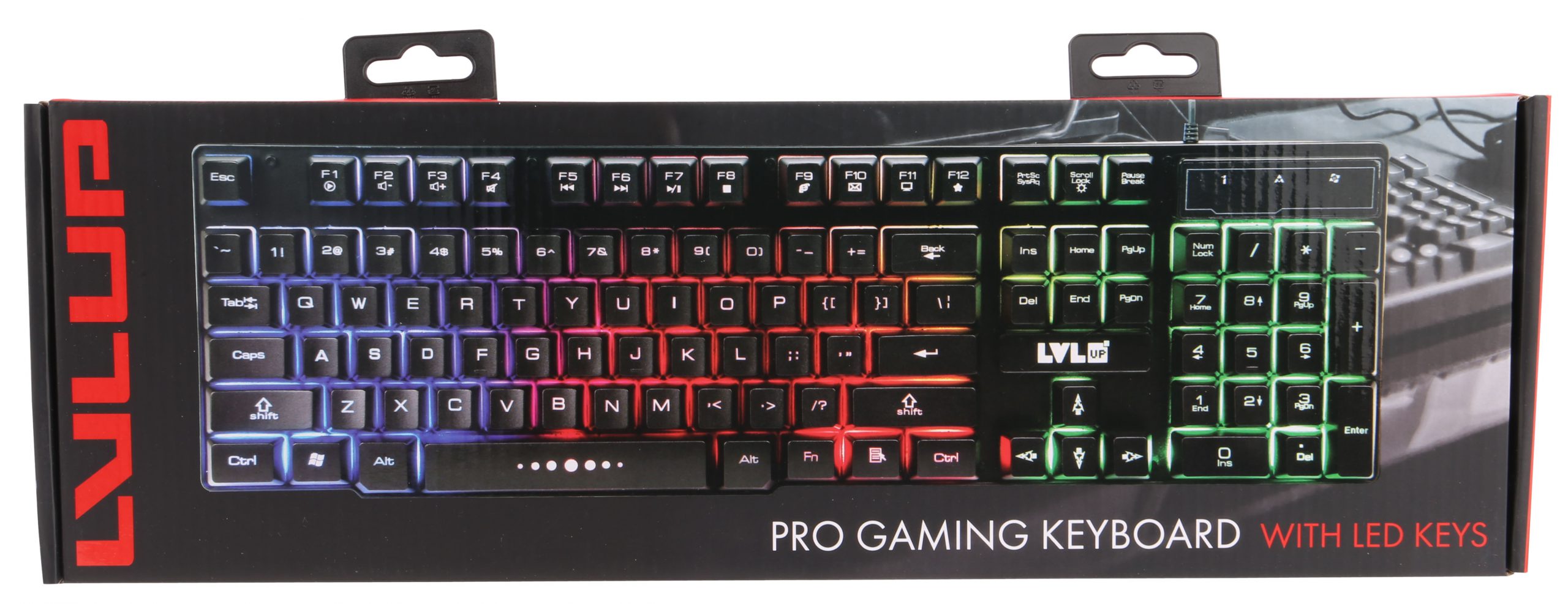 TECLADO GAMING LVLUP LEVEL UP RAINBOW LIGHT UP 18' - 3