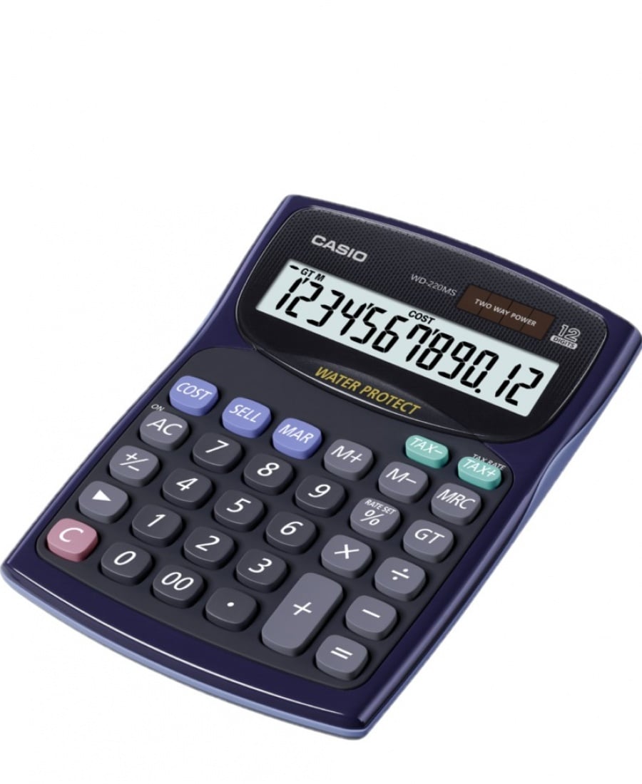 Calculadora Casio WM-220MS Azul 12 Dígitos Resistente Agua - 1