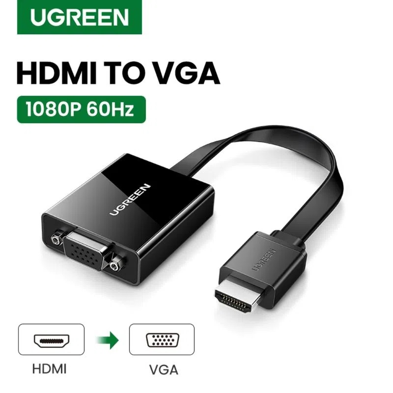 CONVERTIDOR HDMI/VGA 1080P/60HZ M/H + PUERTO JACK 3.5MM NEGRO UGREEN MM103 - 2