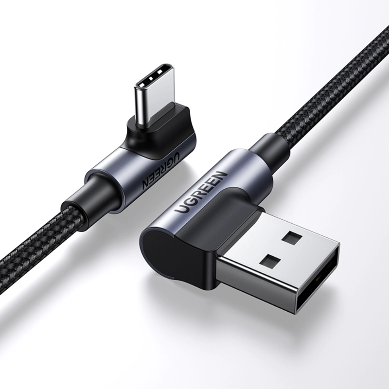 CABLE CURVO USB-AUSB-C 3A MAX TRENZADO 2M - 1