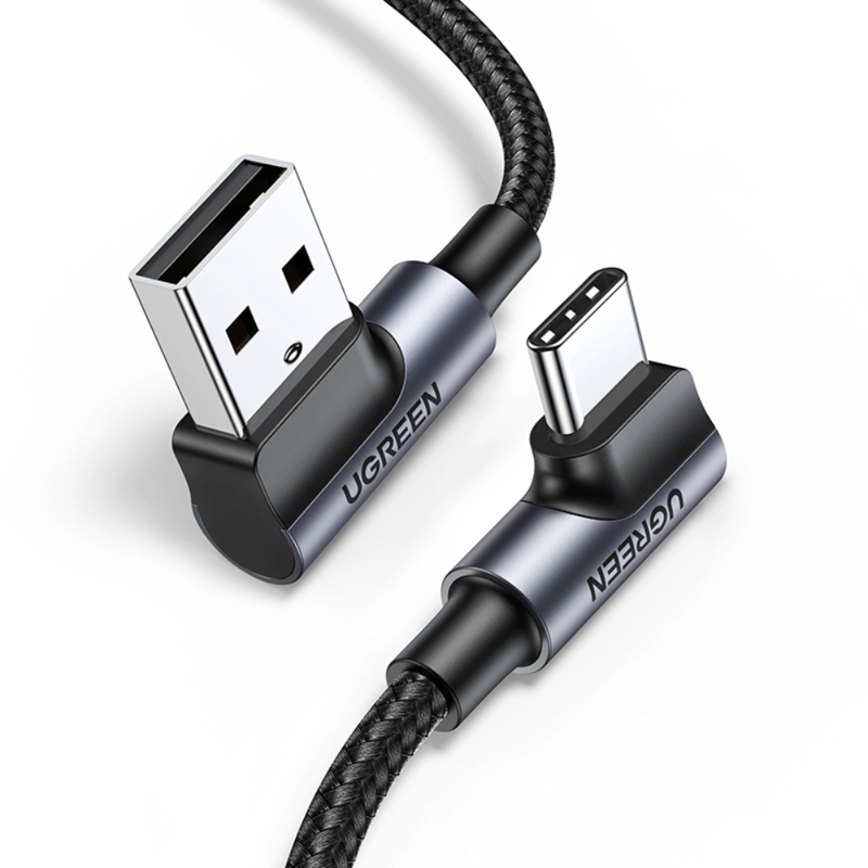 CABLE CURVO USB-AUSB-C 3A MAX TRENZADO 2M - 3