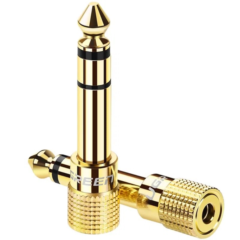 ADAPTADOR GOLD ESTEREO JACK 3.5MM H/M JACK 6.3MM UGREEN 20503 - 1