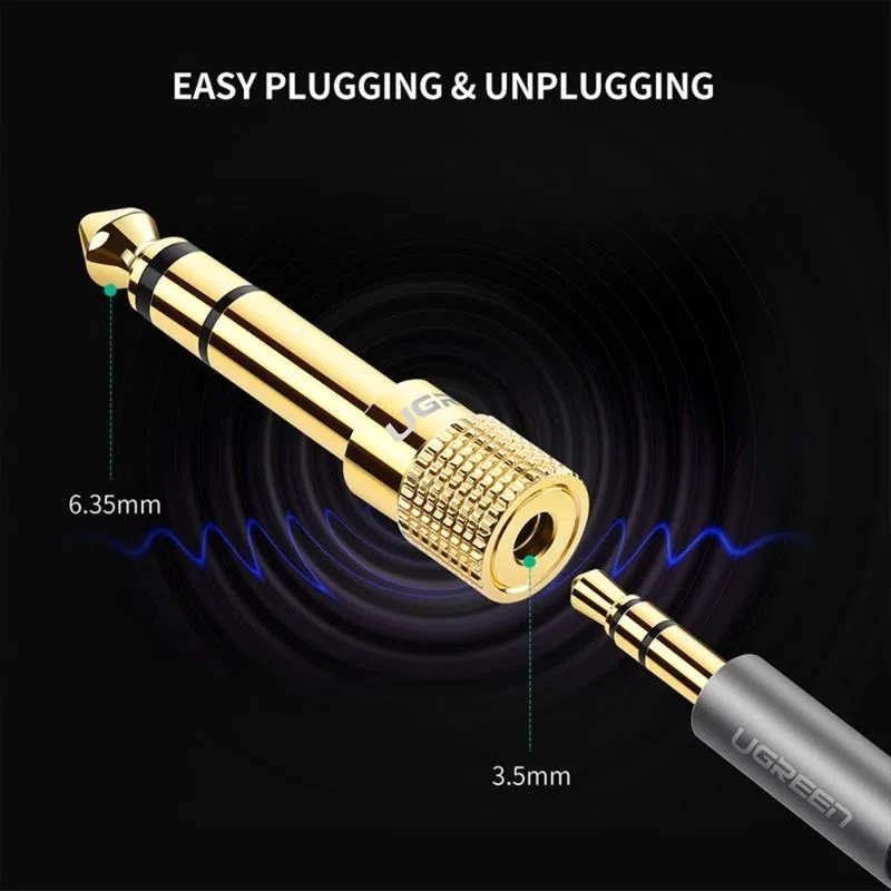 ADAPTADOR GOLD ESTEREO JACK 3.5MM H/M JACK 6.3MM UGREEN 20503 - 4