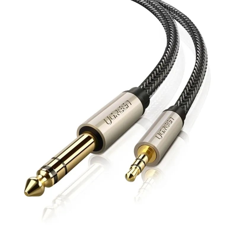 CABLE DE AUDIO JACK 3.5MM/JACK 6.3 ESTEREO M/M 2M NEGRO UGREEN AV127 - 1