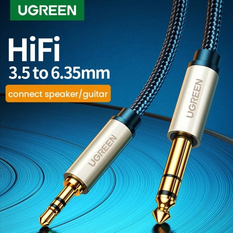 CABLE DE AUDIO JACK 3.5MM/JACK 6.3 ESTEREO M/M 2M NEGRO UGREEN AV127 - 2