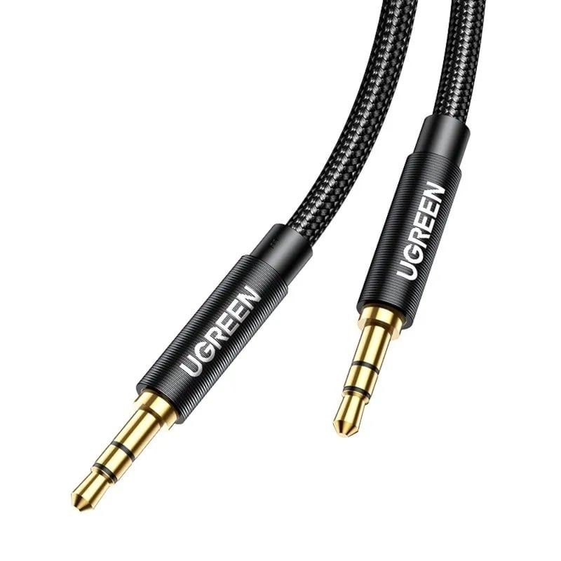 CABLE AUDIO AUXILIAR JACK 3.5MM M/M TRENZADO 1M NEGRO UGREEN AV112 - 1