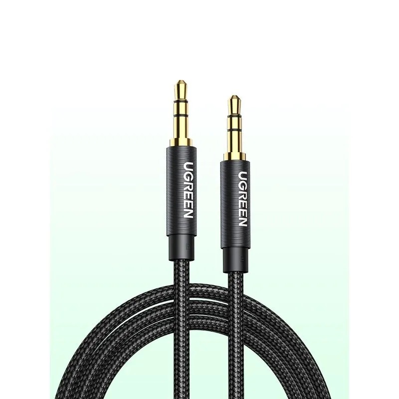 CABLE AUDIO AUXILIAR JACK 3.5MM M/M TRENZADO 1M NEGRO UGREEN AV112 - 2