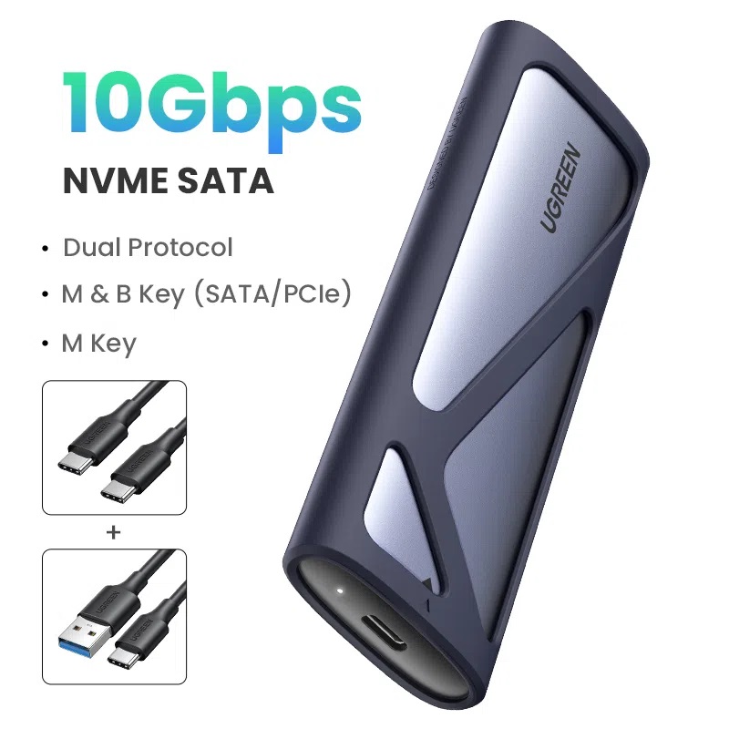 COFRE 3.0 DISCO DURO M.2 NVME (10GPS) + CABLE USB-C/USB-C ALUMINIO UGREEN CM400 - 2