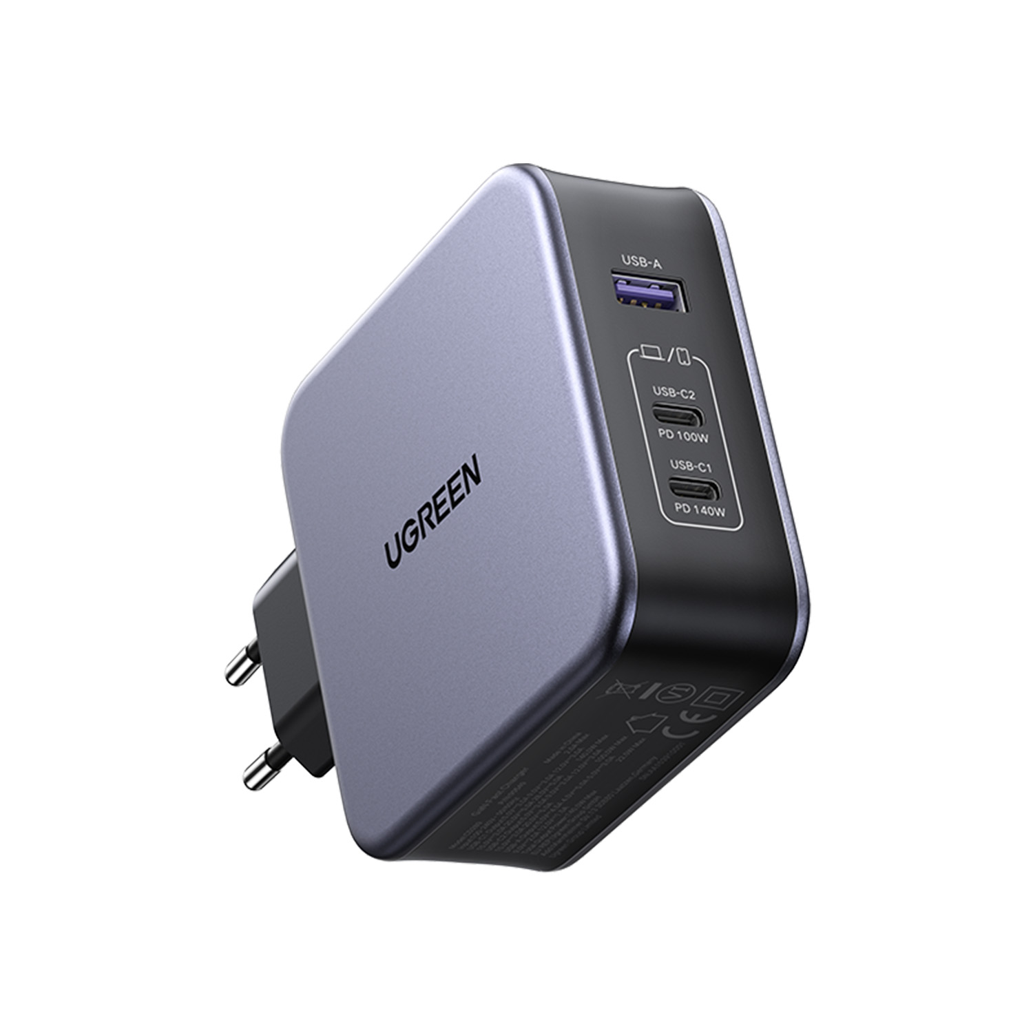 CARGADOR GAN TECH FAST 140W 2 USB-C / USB-A GRIS UGREEN CD289-90549 - 2