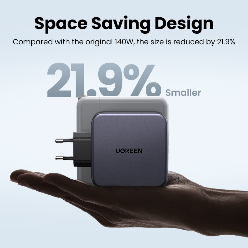 CARGADOR GAN TECH FAST 140W 2 USB-C / USB-A GRIS UGREEN CD289-90549 - 4
