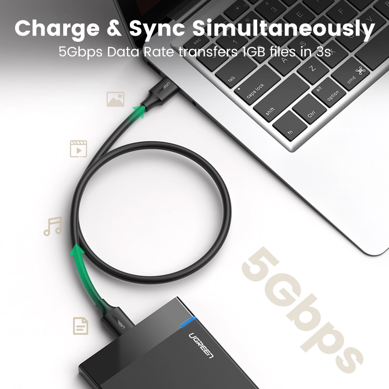 CABLE DE DATOS 3.0 M/M PARA DISCO DURO EXTERNO USB-A/MICRO-B 1 METRO - 3