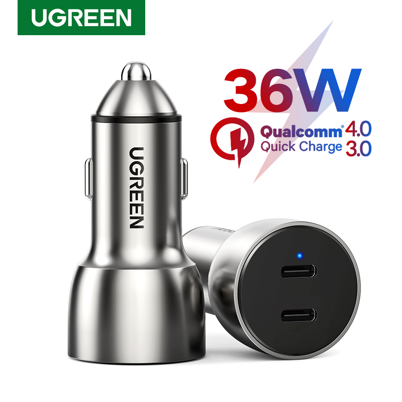 CARGADOR AUTOMOVIL 2USB-C CARGA RAPIDA 40W MAX ALUMINIO UGREEN CD213 - 1