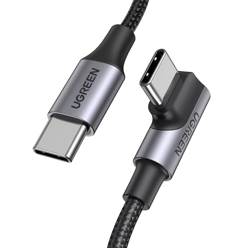 UGREEN CABLE CURVO USB-C A USB-C PD 5A MÁX. REFORZADO CON NAILON TRENZADO 3 METROS NEGRO UGREEN US334
