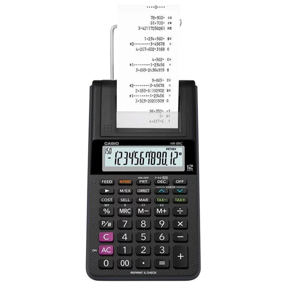 CALCULADORA CASIO HR-8RC-BK-DC SUMADORA CON IMPRESIÓN NEGRO - 2