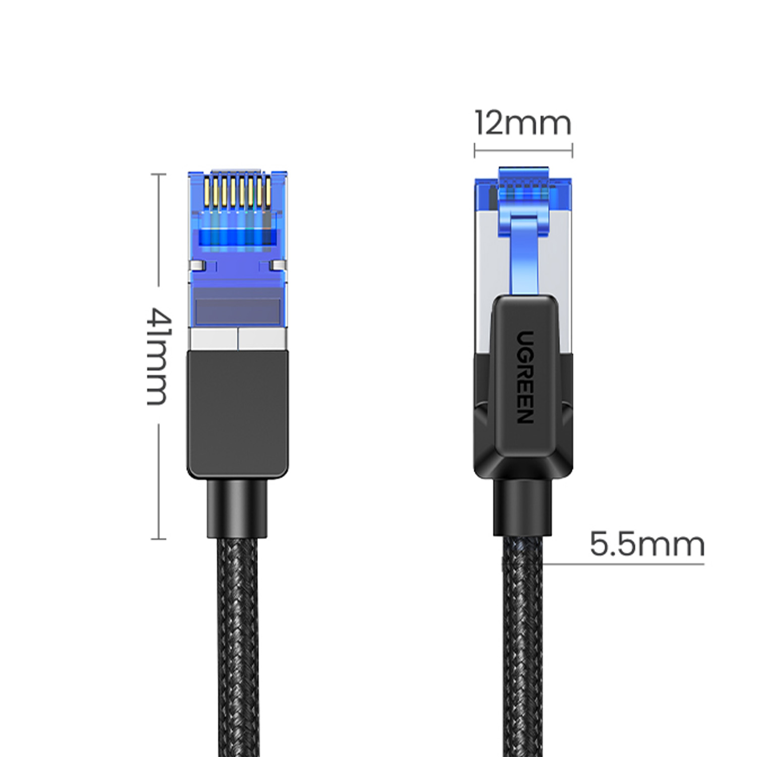 CABLE DE RED UGREEN CAT8 F/FTP DE 2 METROS (40GBPS) TRENZADO NEGRO NW153 - 4