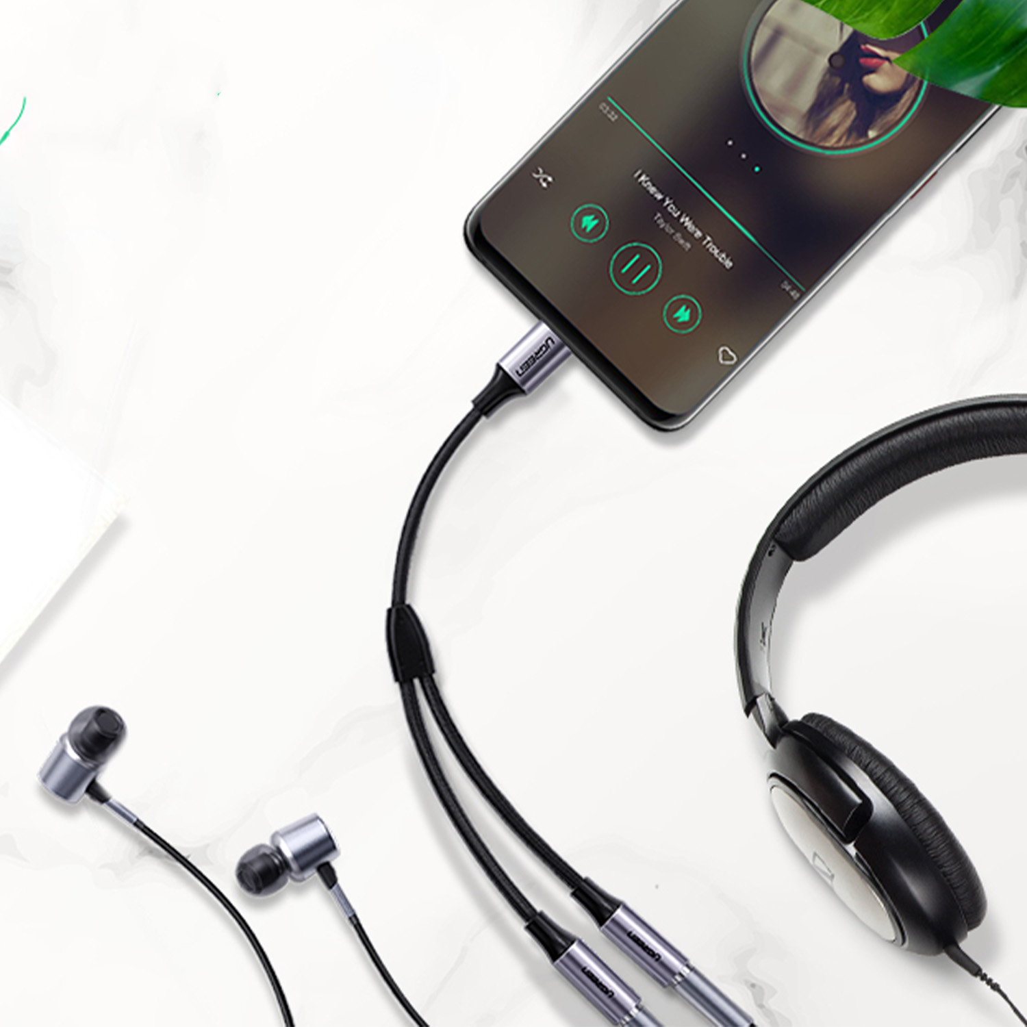 DIVISOR DE AUDIO ESTE REO USB-C A 2 JACK 3.5MM UGREEN AV144 - 2