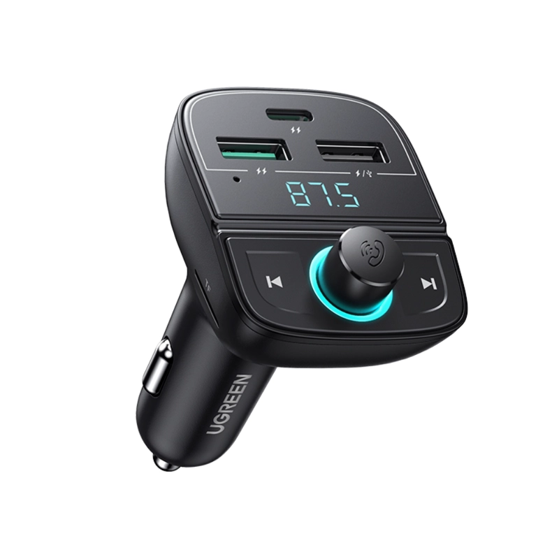 TRANSMISOR UGREEN DE AUDIO FM BLUETOOTH 5.0 AUTOMOVIL 2USB-A/1USB-C 36A+SLOT MICROSD CD229 - 1
