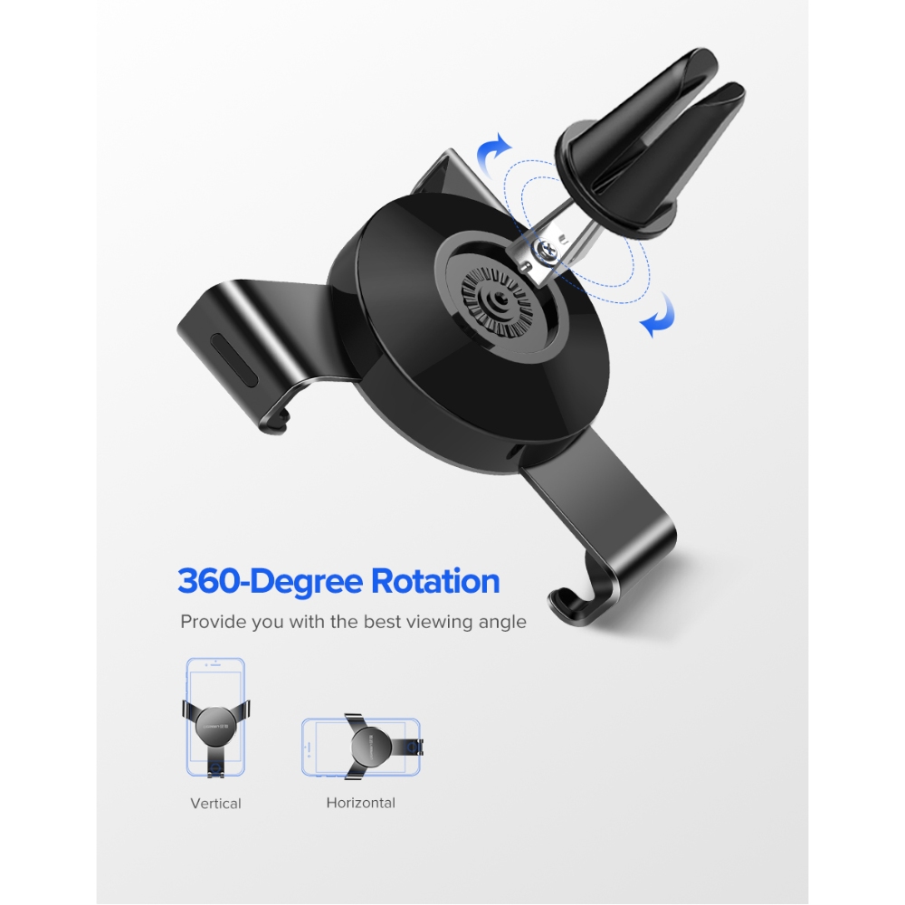 SOPORTE CELULAR MULTI-ANGULO AJUSTE POR GRAVEDAD PARA REJILLA DE VENTILACION AUTOMOVIL UGREEN LP130 - 2