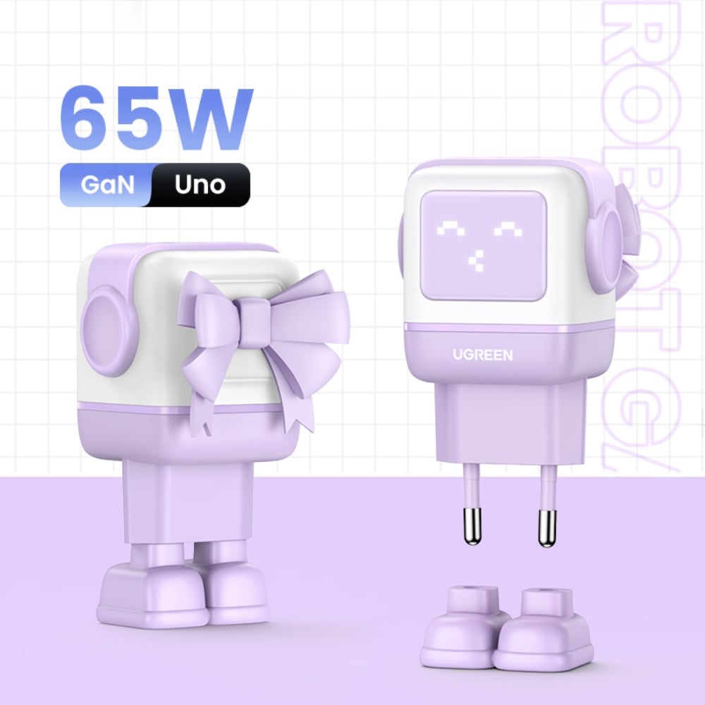 ROBOT GAN TECH CARGADOR 65W 1 USB-A + 2 USB-C PURPURA UGREEN CD361 - 2