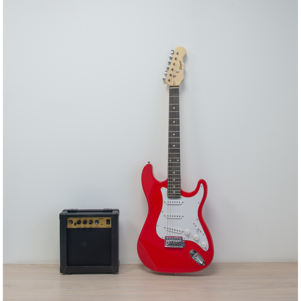 PACK GUITARRA ELECTRICA ROJA CON AMPIFICADOR 10W ALAGUEZ - 1