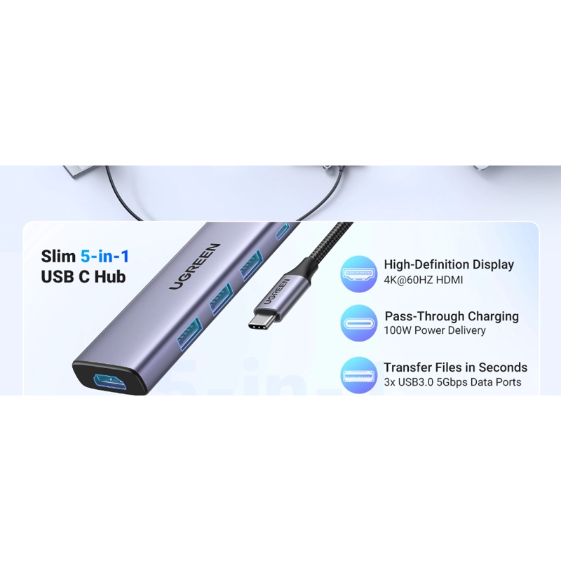 MULTIPUERTO USB-C HDMI+3USB+PD UGREEN - 2