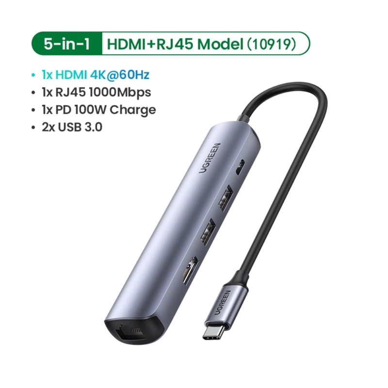 MULTIPUERTO USB-C HDMI+USB+RJ45 PD UGREEN - 4