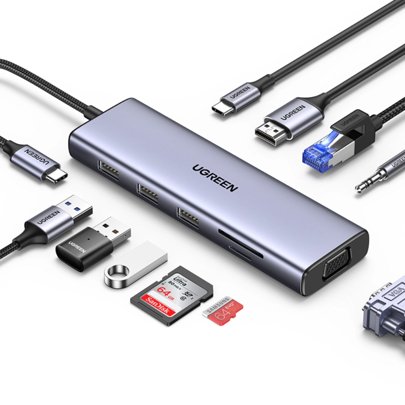 MULTIPUERTO USB-C HDMI+VGA+USB+RJ45 UGREEN - 2