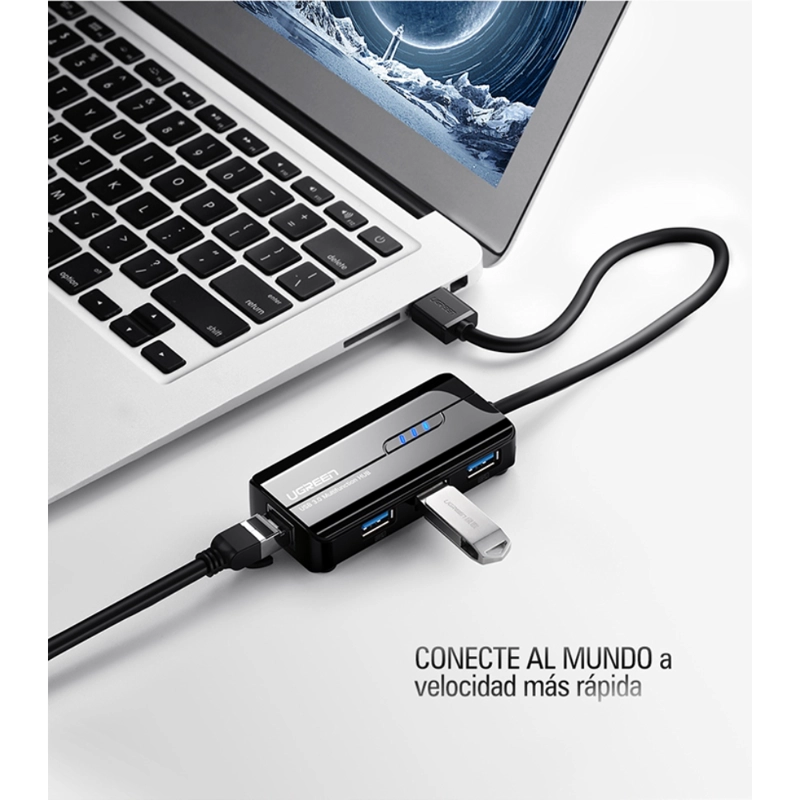 HUB USB-A A 3USB + RJ45 GIGABIT NEGRO UGREEN - 4