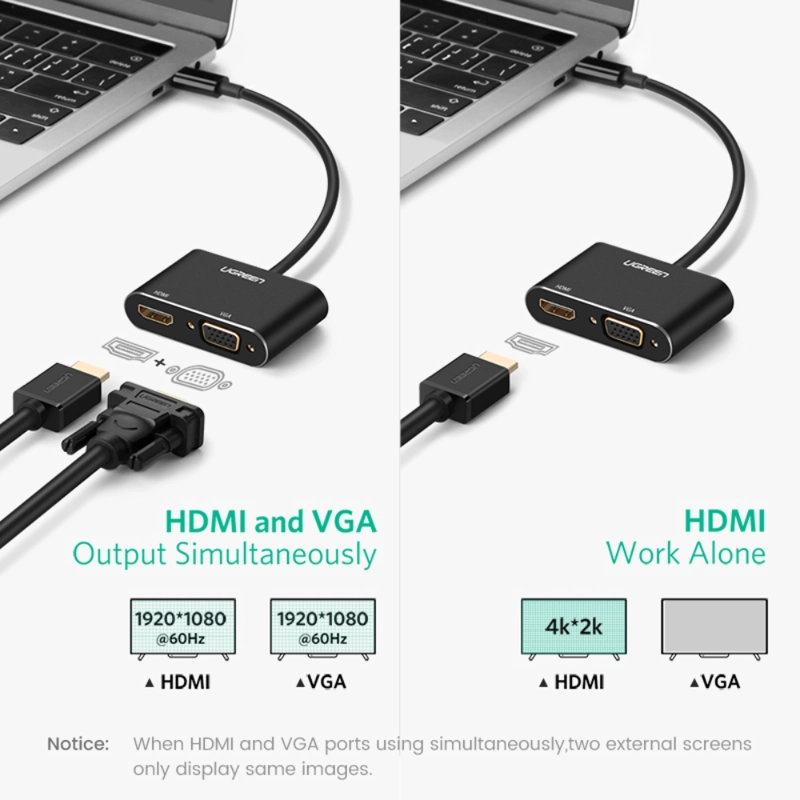 CONVERTIDOR USB-C A HDMI+VGA+PD GRIS UGREEN - 4