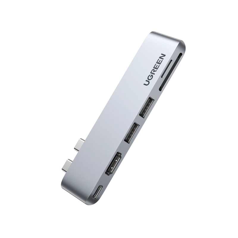 ADAPTADOR UGREEN USB-C DUAL A HDMI+2*USB 3.0 A+TF/SD+USB-C HEMBRA - 1