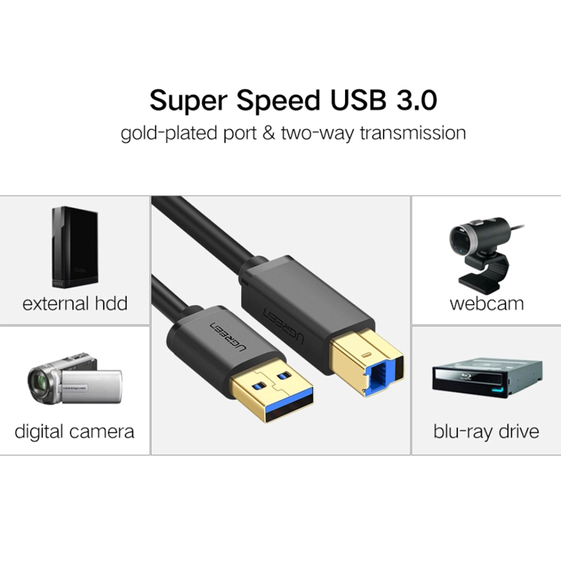 CABLE DATOS 30 IMPRESORA USB-A A USB-B 2M UGREEN - 4