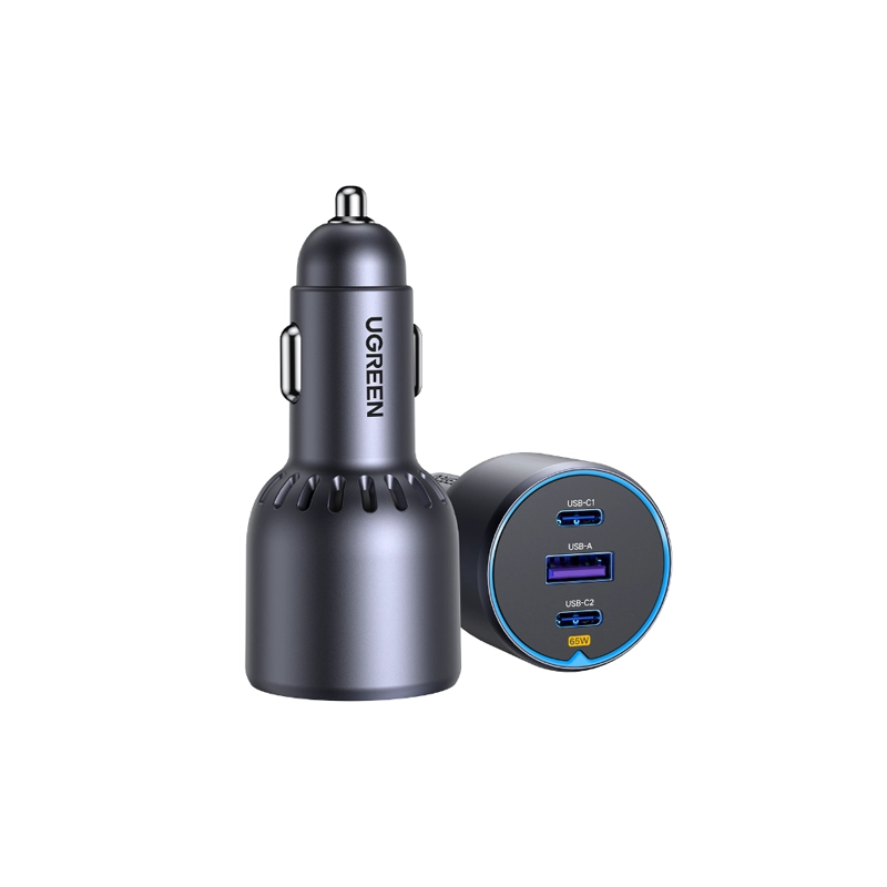 CARGADOR AUTO 2USB-C + USB-A 75W NEGRO UGREEN - 1