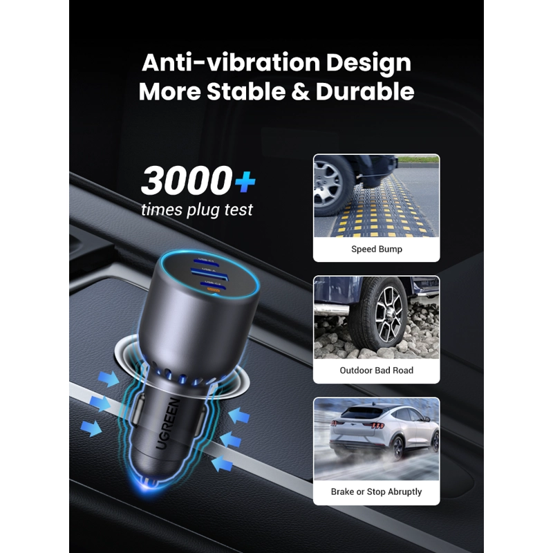 CARGADOR AUTO 2USB-C + USB-A 75W NEGRO UGREEN - 3