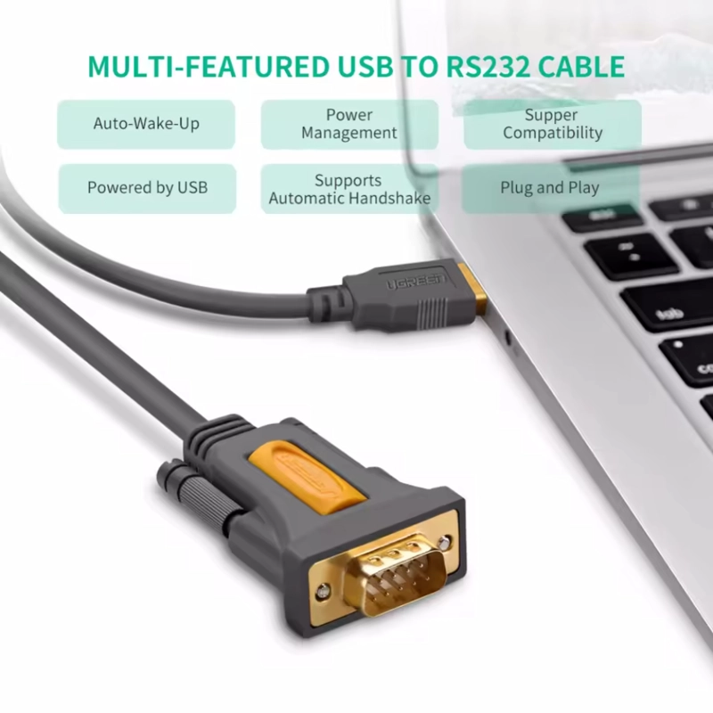 CABLE USB-A A DB9 RS232 MACHO SERIAL 2M UGREEN CR104 - 4