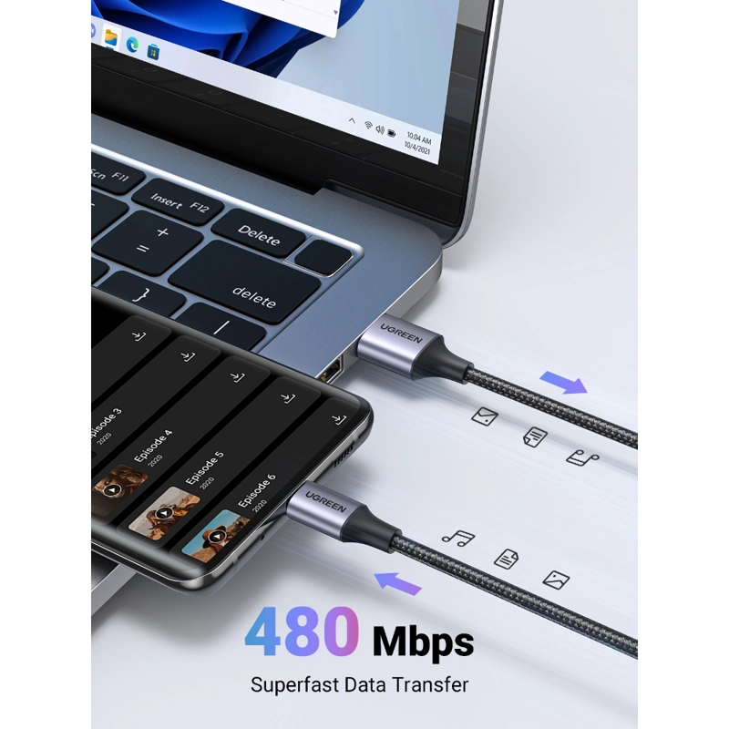 CABLE USB-C A USB-A 3A 3M REFORZADO NEGRO UGREEN US288 - 3
