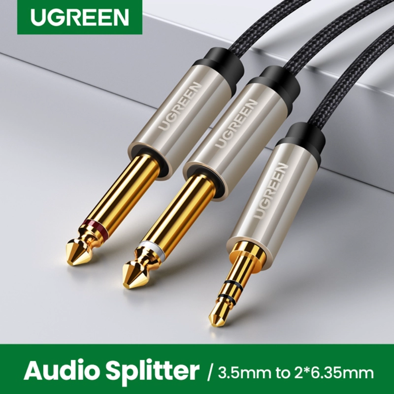 CABLE DE AUDIO JACK ESTE REO 3.5MM/2JACK 6.3MM MONO 2 METROS GRIS AV126 - 1
