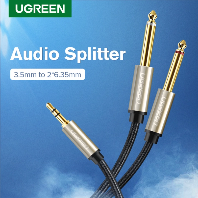 CABLE DE AUDIO JACK ESTE REO 3.5MM/2JACK 6.3MM MONO 2 METROS GRIS AV126 - 2