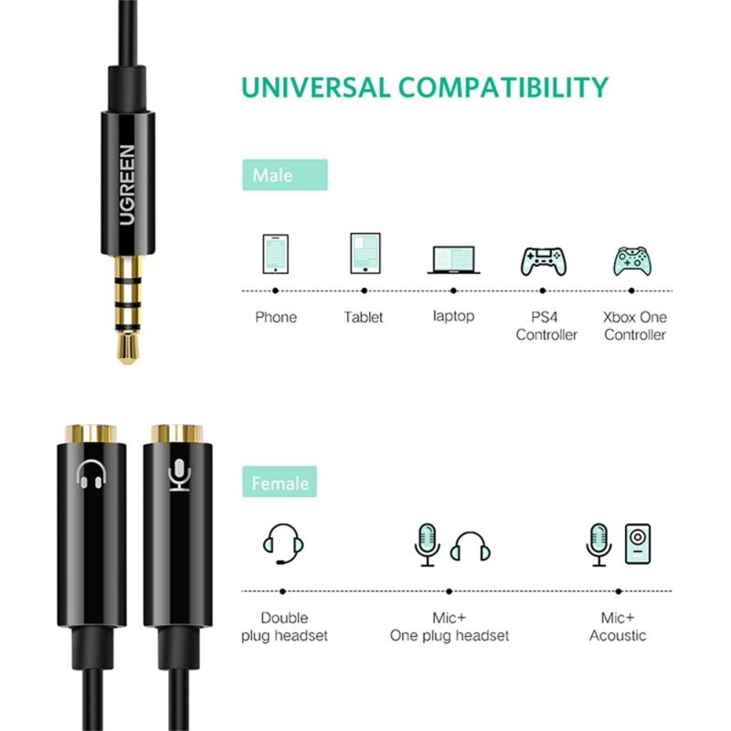 CABLE DIVISOR DE AUDIO ESTE REO PLUG 4 POLOS 3.5MM M/2H A 2 JACK 3.5MM - 4