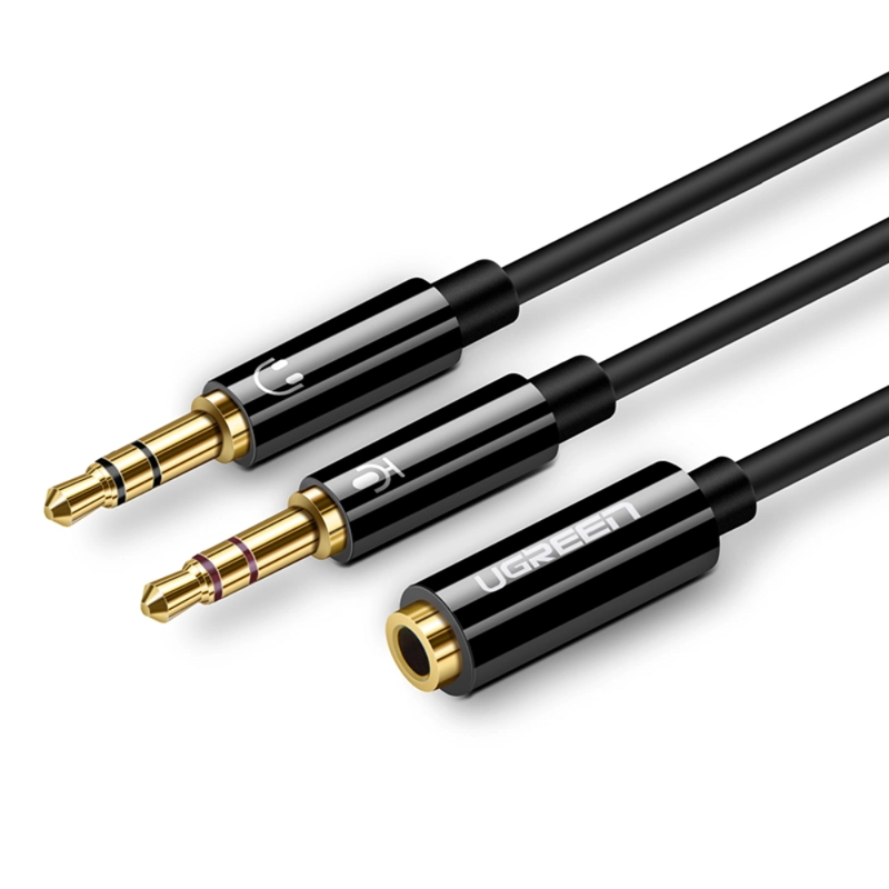 CABLE DIVISOR DE AUDIO JACK 3.5MM H/2M A 2 PLUG 3.5MM NEGRO - 1