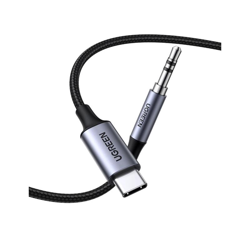 CABLE ADAPTADOR DE AUDIO PLUG 3.5MM A USB-C + CHIP M/M 1 METRO NEGRO - 1