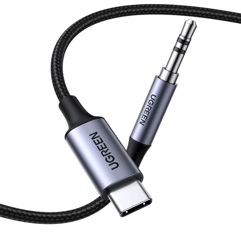 CABLE ADAPTADOR DE AUDIO PLUG 3.5MM A USB-C + CHIP M/M 1 METRO NEGRO - 3
