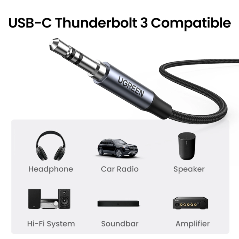 CABLE ADAPTADOR DE AUDIO PLUG 3.5MM A USB-C + CHIP M/M 1 METRO NEGRO - 4