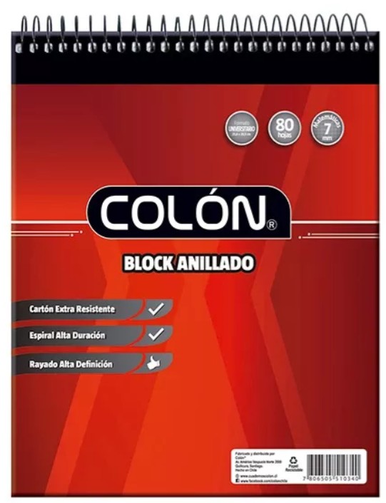 Block Anillado Universitario Con Espiral 7 Mm 80 Hojas - 1
