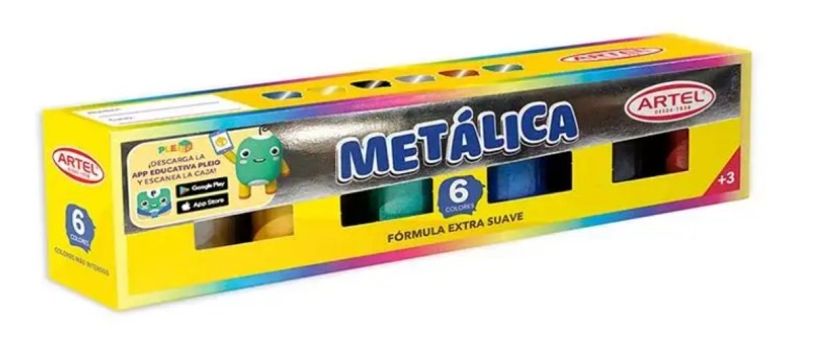 CAJA DE TEMPERA METALICA DE 6 COLORES - 1