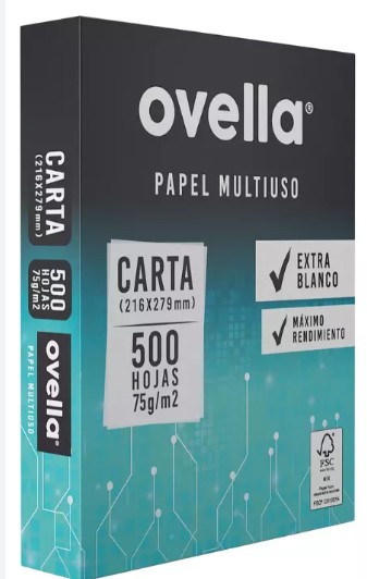 RESMA PAPEL TIPO CARTA OVELLA - 500 HOJAS - 75 GR - 1